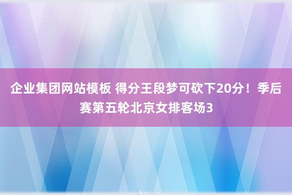 企业集团网站模板 得分王段梦可砍下20分！季后赛第五轮北京女排客场3
