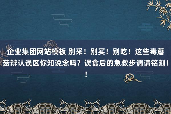 企业集团网站模板 别采！别买！别吃！这些毒蘑菇辨认误区你知说念吗？误食后的急救步调请铭刻！