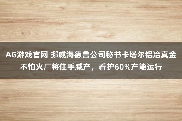 AG游戏官网 挪威海德鲁公司秘书卡塔尔铝冶真金不怕火厂将住手减产，看护60%产能运行