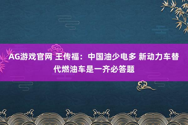 AG游戏官网 王传福：中国油少电多 新动力车替代燃油车是一齐必答题