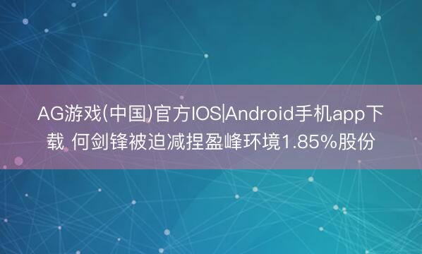 AG游戏(中国)官方IOS|Android手机app下载 何剑锋被迫减捏盈峰环境1.85%股份