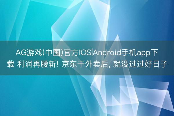 AG游戏(中国)官方IOS|Android手机app下载 利润再腰斩! 京东干外卖后， 就没过过好日子