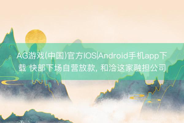 AG游戏(中国)官方IOS|Android手机app下载 快部下场自营放款， 和洽这家融担公司