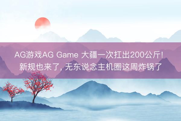 AG游戏AG Game 大疆一次扛出200公斤! 新规也来了， 无东说念主机圈这周炸锅了