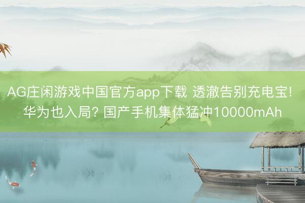 AG庄闲游戏中国官方app下载 透澈告别充电宝! 华为也入局? 国产手机集体猛冲10000mAh