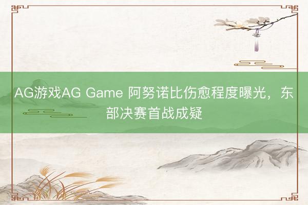 AG游戏AG Game 阿努诺比伤愈程度曝光，东部决赛首战成疑