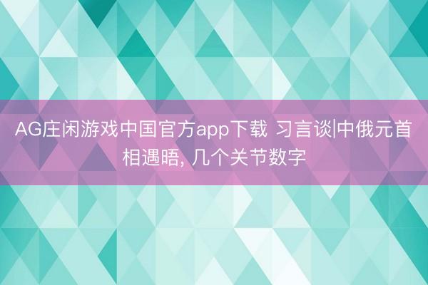 AG庄闲游戏中国官方app下载 习言谈|中俄元首相遇晤， 几个关节数字