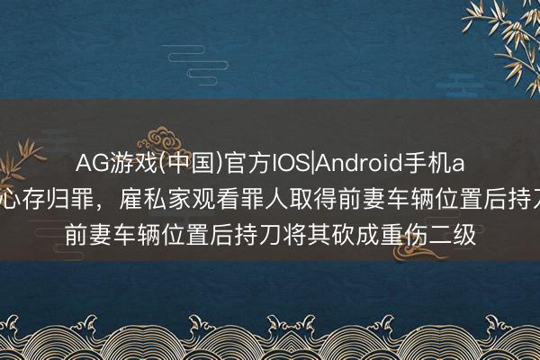 AG游戏(中国)官方IOS|Android手机app下载 须眉仳离后心存归罪，雇私家观看罪人取得前妻车辆位置后持刀将其砍成重伤二级