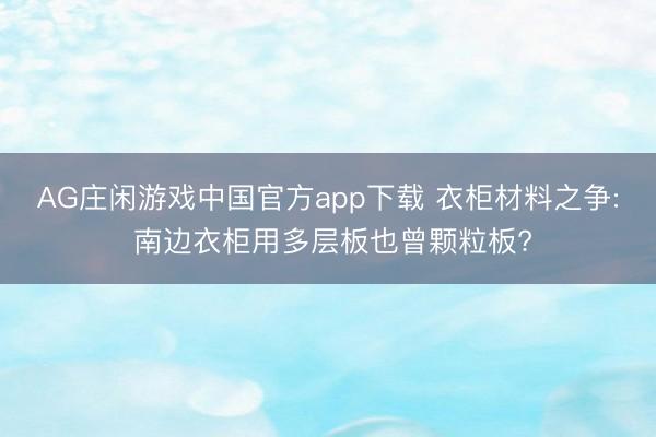 AG庄闲游戏中国官方app下载 衣柜材料之争: 南边衣柜用多层板也曾颗粒板?